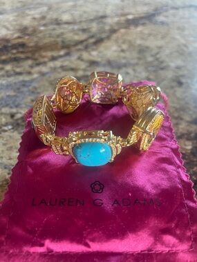 Lauren G. Adams Gold Bracelet with Turquoise and Multicolor Stones